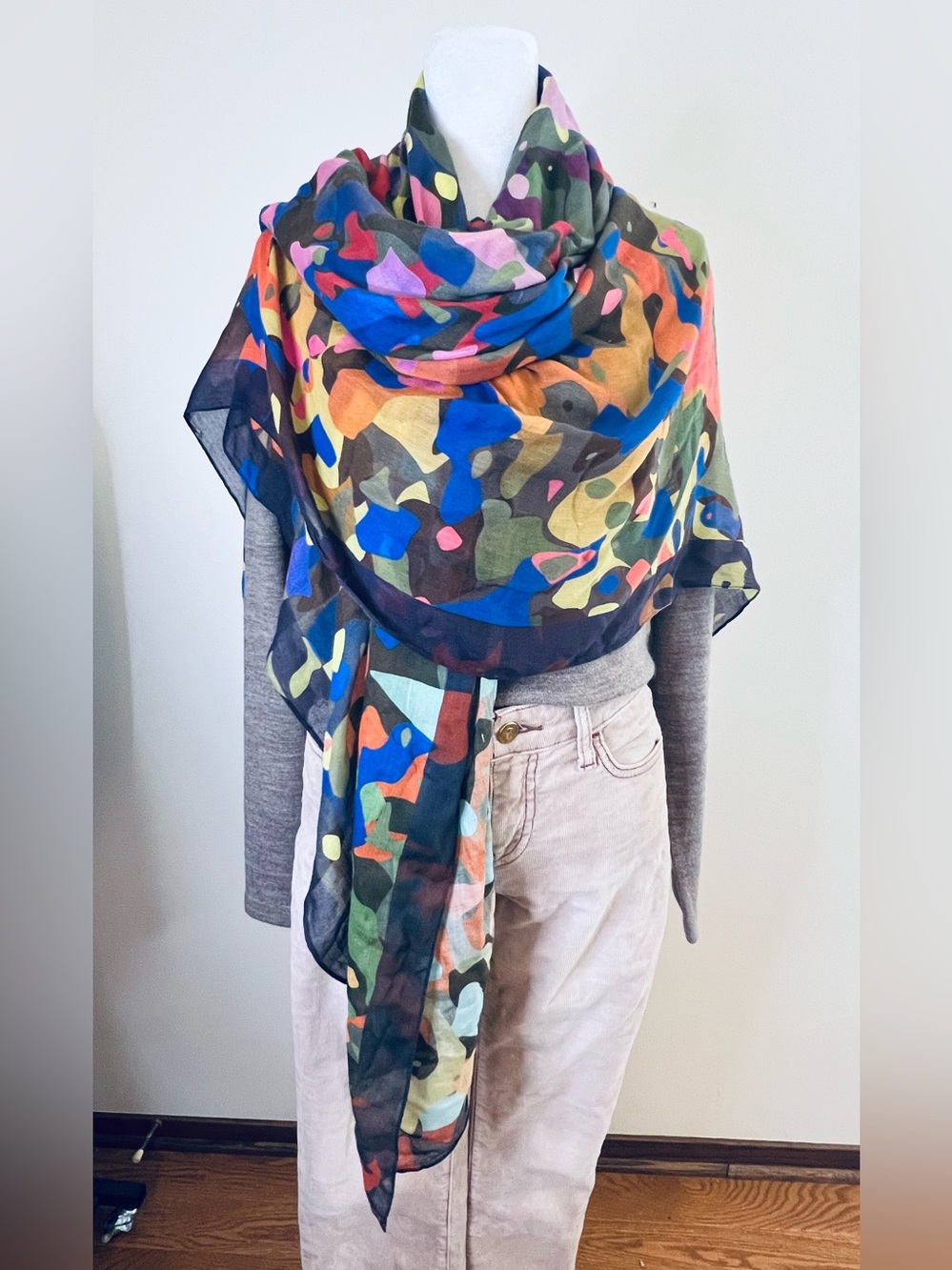 Colorful Camouflage Patterned Scarf. Made in Italy.